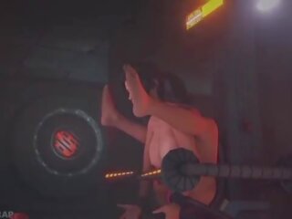 Lara croft en la orgasmo máquina