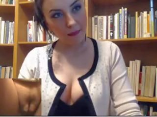 Sexy brunette masturbates in library-more at freshslutcams.com