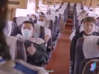 Xxx presilla tour autobús con pechugona asiática ramera original china av sucio vídeo con inglés sub