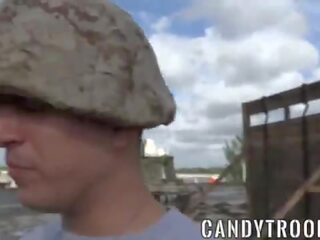 Military morning drill includes bareback xxx video and blowjobs